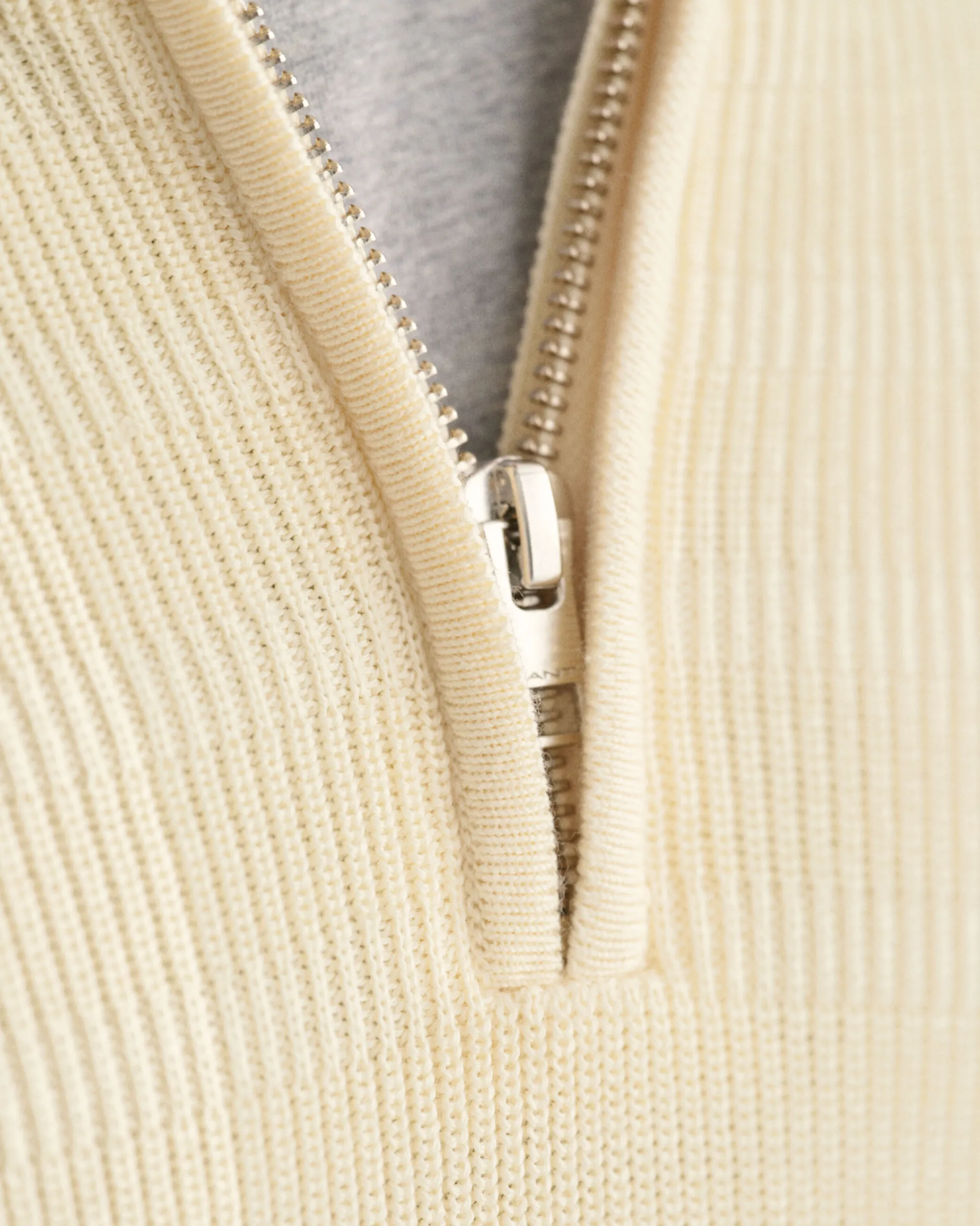 Striped Textured Cotton Half-Zip Sweater