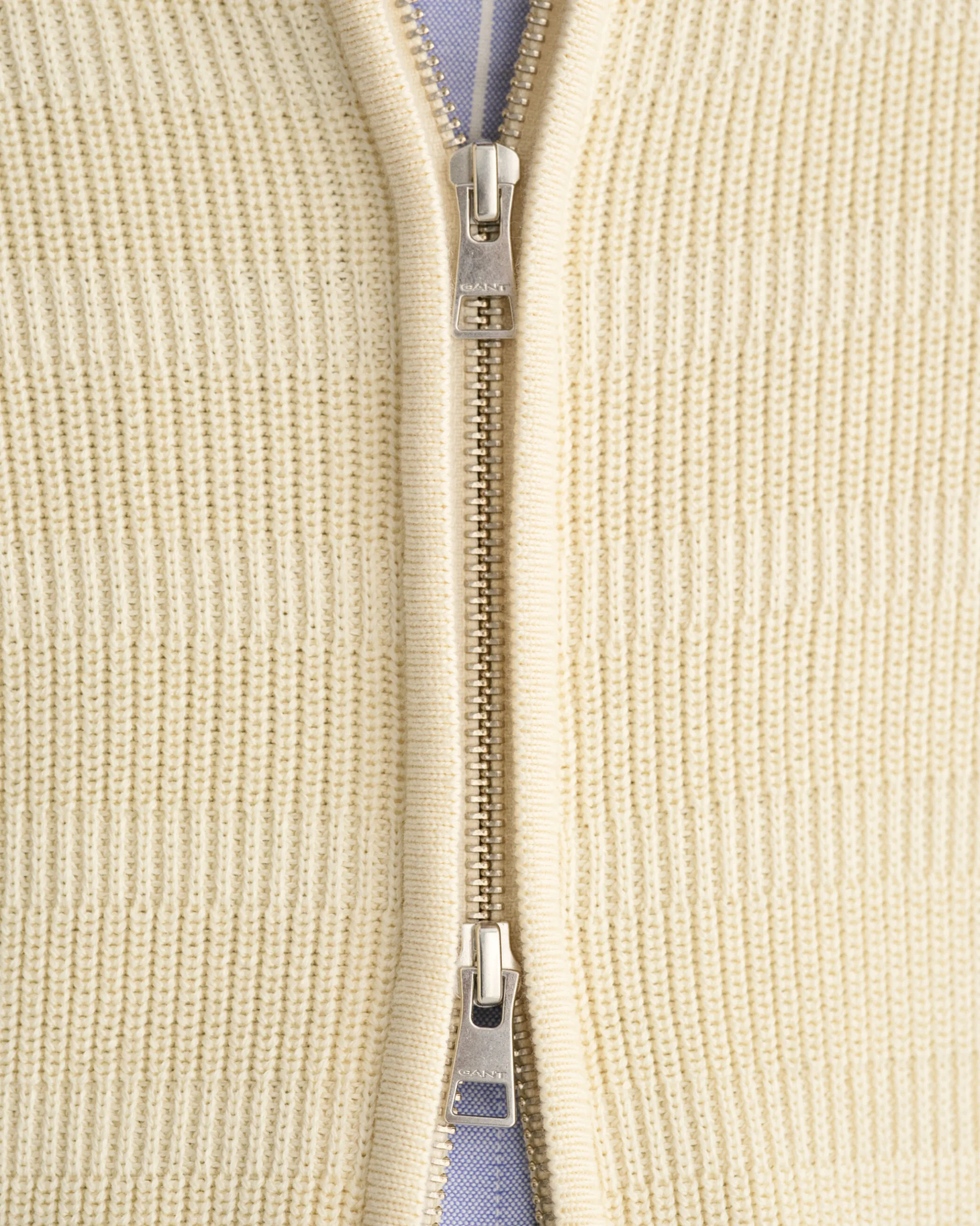Striped Textured Cotton Zip Cardigan