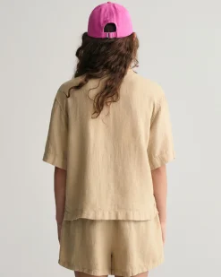 Teen Girls Boxy Linen Short Sleeve Shirt