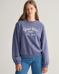 Teen Girls Oversized Script Graphic Sweatshirt