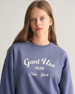 Teen Girls Oversized Script Graphic Sweatshirt