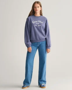 Teen Girls Oversized Script Graphic Sweatshirt