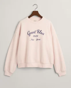 Teen Girls Oversized Script Graphic Sweatshirt