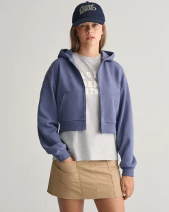 Teen Girls Script Graphic Cropped Zip Hoodie