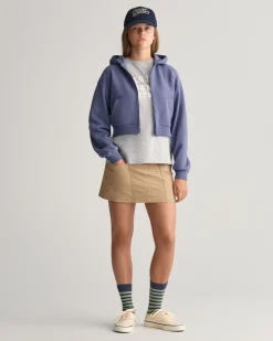 Teen Girls Script Graphic Cropped Zip Hoodie