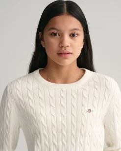 Teen Girls Shield Cotton Cable Knit Sweater