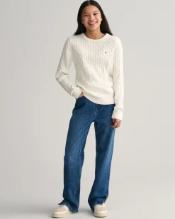 Teen Girls Shield Cotton Cable Knit Sweater