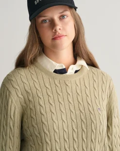 Teens Shield Cotton Cable Knit Crew Neck Sweater