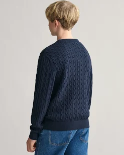 Teens Shield Cotton Cable Knit Crew Neck Sweater