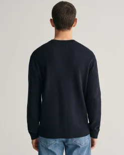 Textured Cotton Crew Neck Sweater