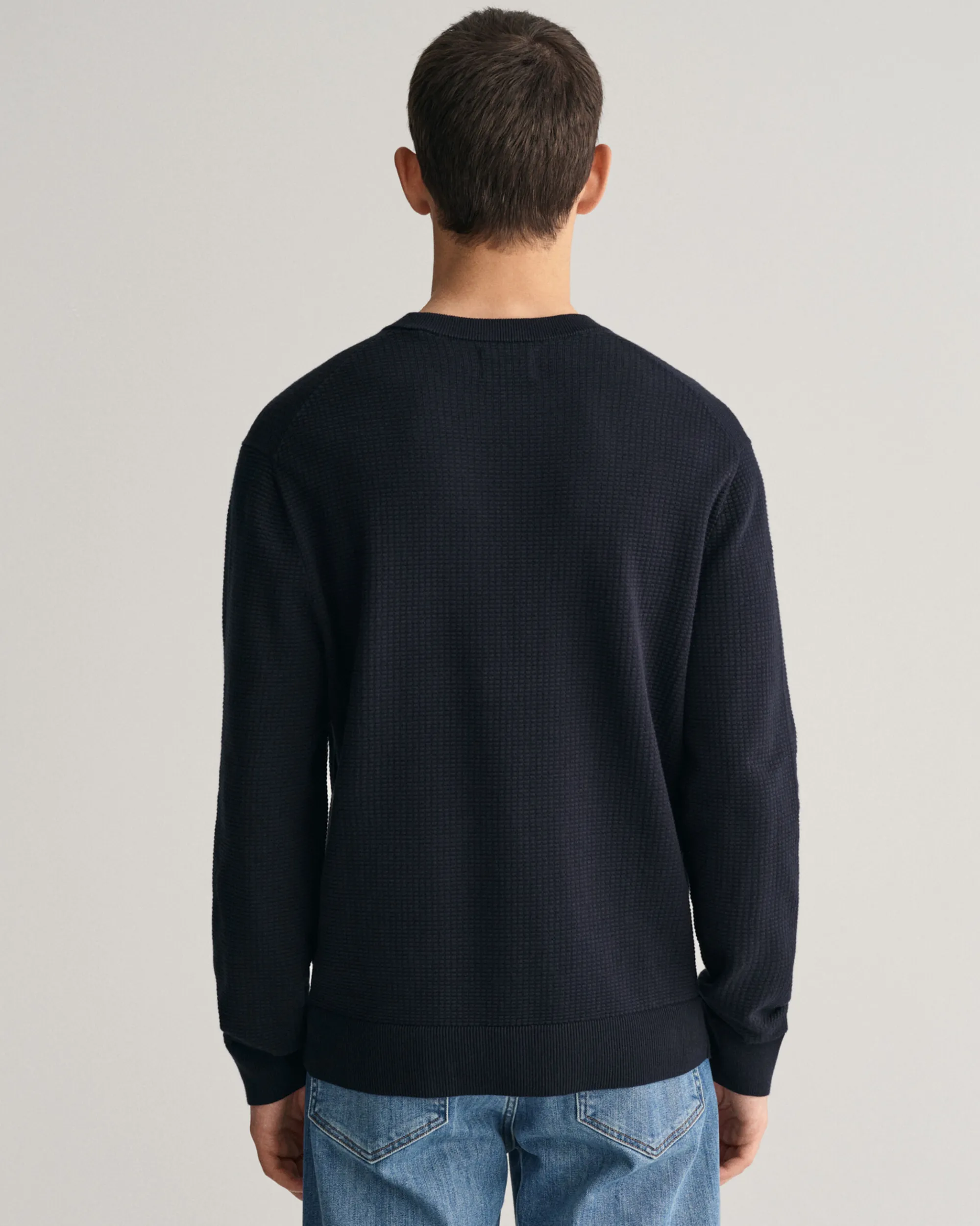 Textured Cotton Crew Neck Sweater