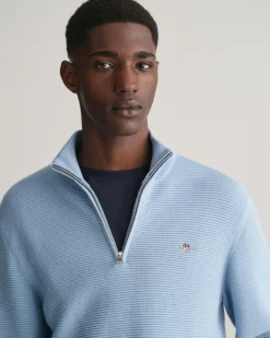 Textured Cotton Half-Zip Sweater