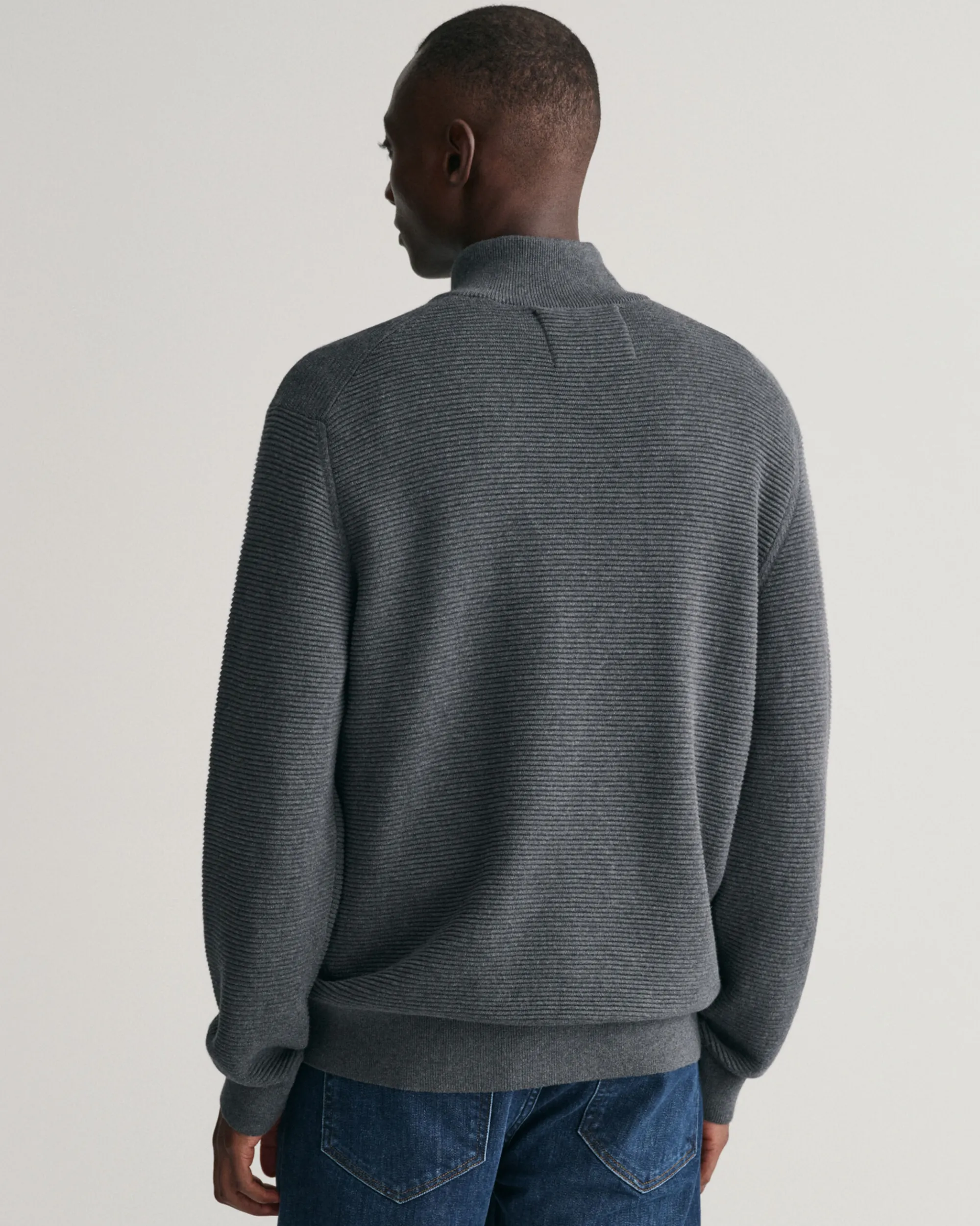 Textured Cotton Half-Zip Sweater