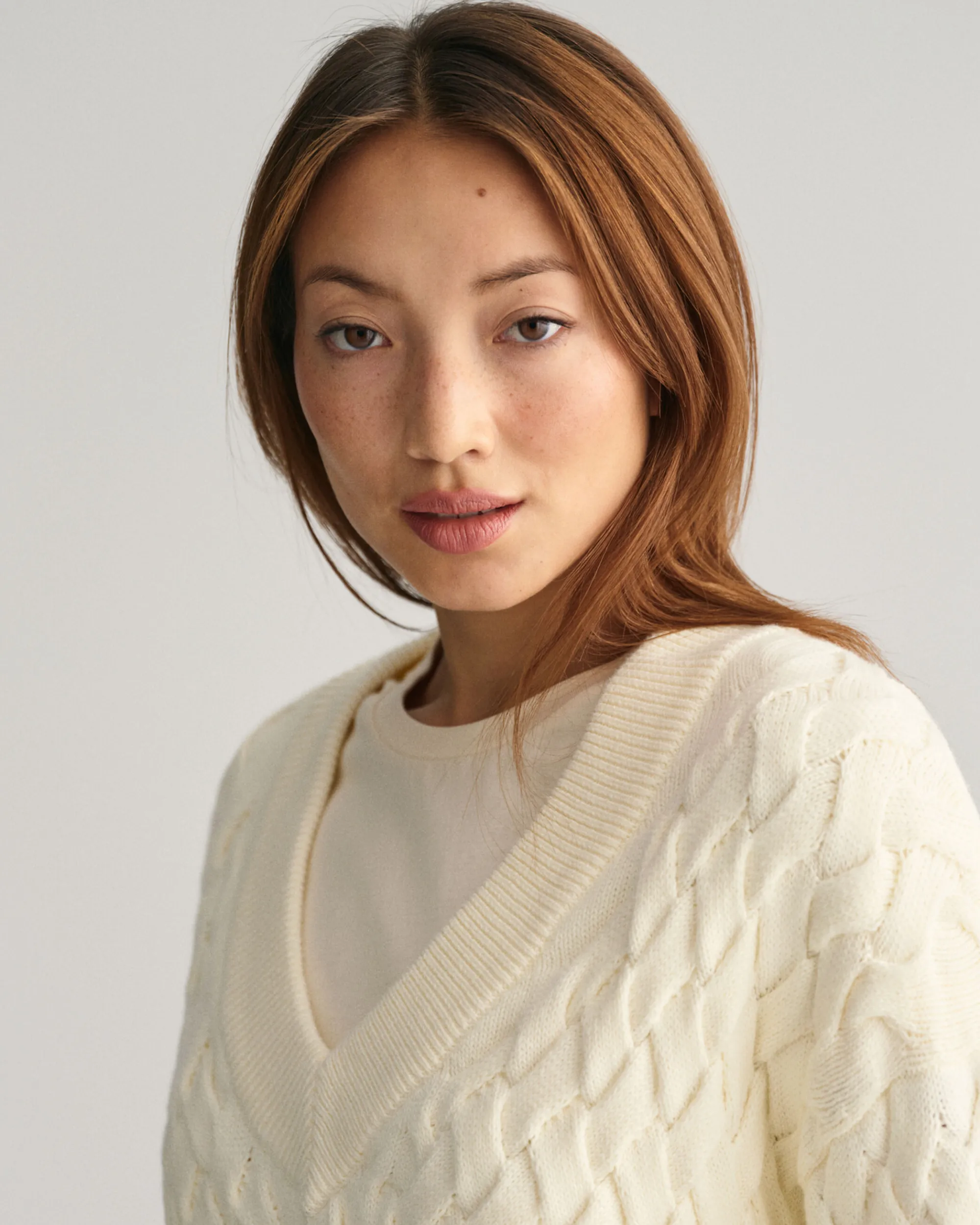 Textured Cotton V-Neck Sweater