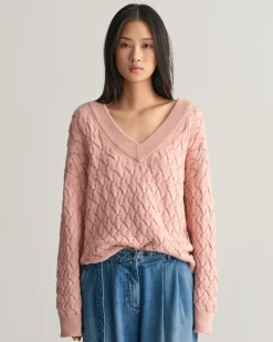 Textured Cotton V-Neck Sweater
