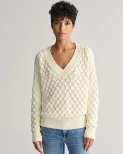 Textured Knit V-Neck Sweater