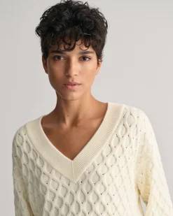 Textured Knit V-Neck Sweater