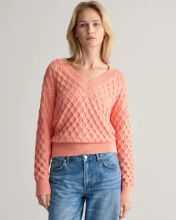 Textured Knit V-Neck Sweater