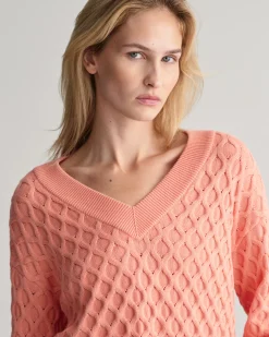Textured Knit V-Neck Sweater