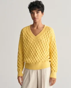 Textured Knit V-Neck Sweater